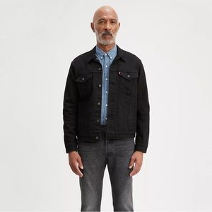 NWT Men's Levi's Premium Black Denim Trucker Jacket Size Medium